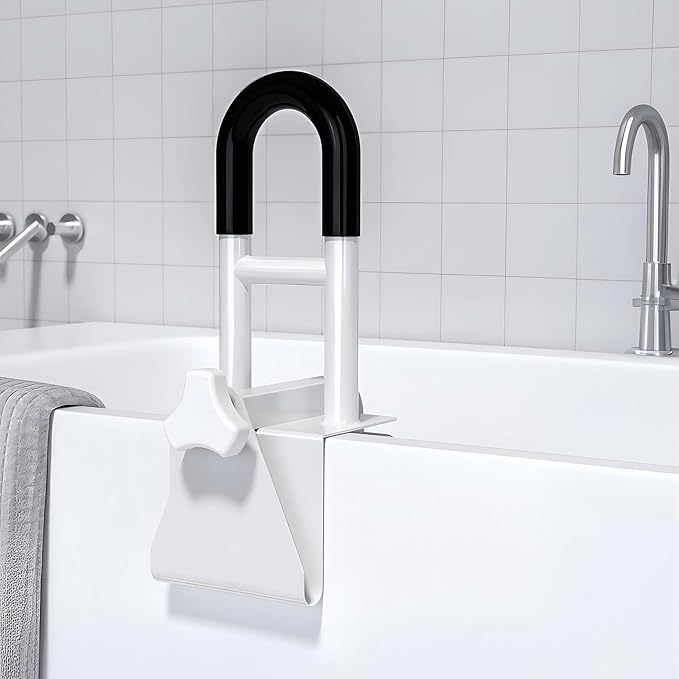 Bathtub Safety Rail: Shower Grab Bar Handle for Seniors, Elderly, and Disabled, Fits 3.1 to 6.7 Inch Tub Walls, Bathroom Safety Bars with Non-Slip Grip, Supports 300 lbs