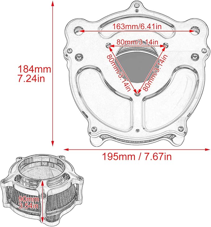 HDBUBALUS Motorcycle Air Filter Cleaner Intake Filter System Kit - Image 5