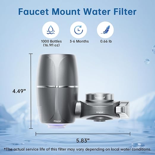 Water Filter for Sink Faucet, NSF42 Certified Faucet-Mounted Water Filter - Image 4