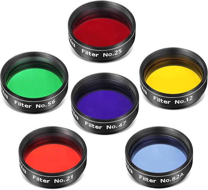 Astromania Telescope Filter Set, 1.25 inches Six Color Filters Kit, Telescope by AstromaniaOptics