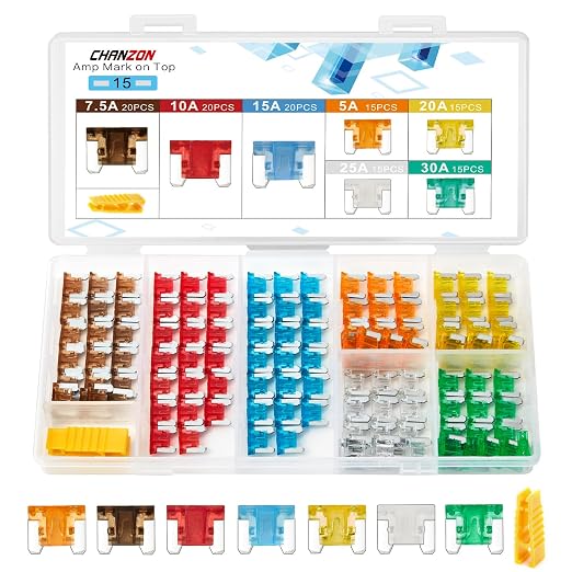 Chanzon 120pcs Micro Low Profile Mini Blade Fuse Assortment Kit Box by Chanzon