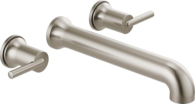 Delta Wall Mount Bathroom Faucet 3 Hole, Brushed Nickel Bathroom Sink Faucet for Vanity, Stainless T5759-SSWL (Valve Not Included)