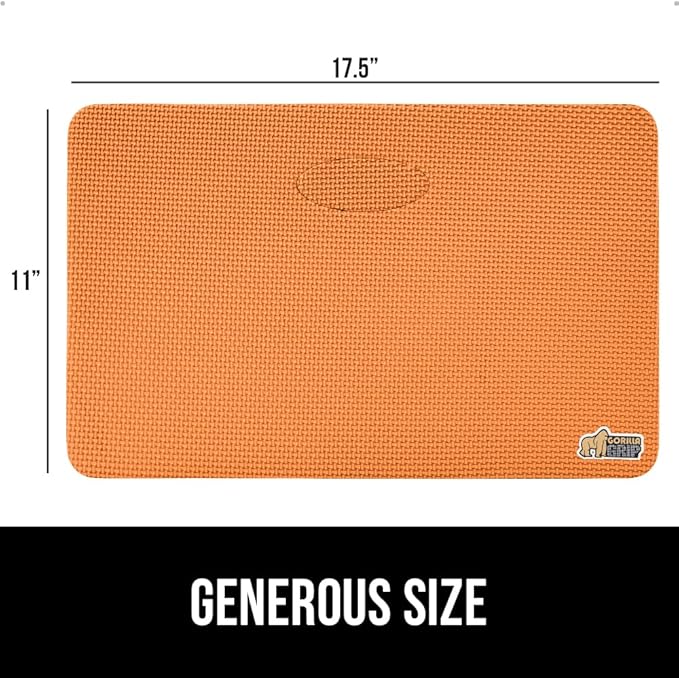 GORILLA GRIP Extra Thick Patent Pending Soft Foam Kneeling Pad, 2 PK, Supportive Large Cushion Knee Pads for Gardening, Baby Bath, Dirt and Water Resistant, Workout and Garden Supplies, 17.5x11 Orange