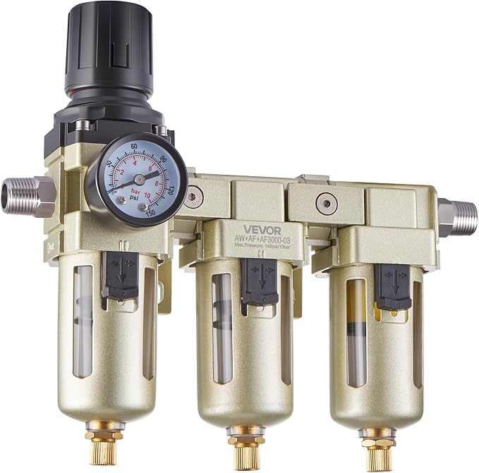 VEVOR Air Compressor Filter Regulator, 3/8" NPT 3-Stage Air Compressor Water by VEVOR