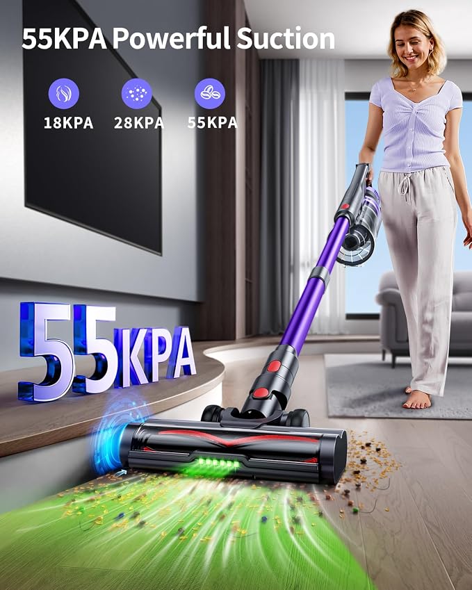 Cordless Vacuum Cleaner 650W 55KPA Powerful Suction 70 Mins Stick Handheld - Image 2