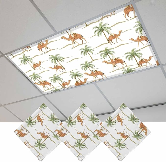 Fluorescent Light Covers for Drop Ceiling Abstract Brown Camels Palm-Trees by Unknown