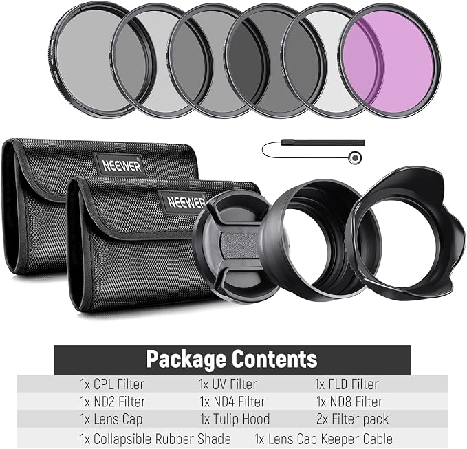 NEEWER 40.5mm ND Filter Pack and Lens Accessories, ND2 ND4 ND8 UV FLD CPL - Image 8