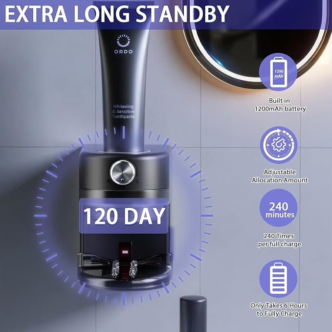Toothpaste Squeezer, Bathroom Wall Mounted Electric Toothpaste Dispenser with Adjustable Toothpaste Dispensing Amount, Automatic Toothpaste Dispenser for Adults and Kids (Black)