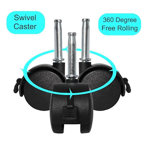 4pcs M8 Grip Neck Stem Caster Wheels 1.5 Inch Swivel Casters - Image 3