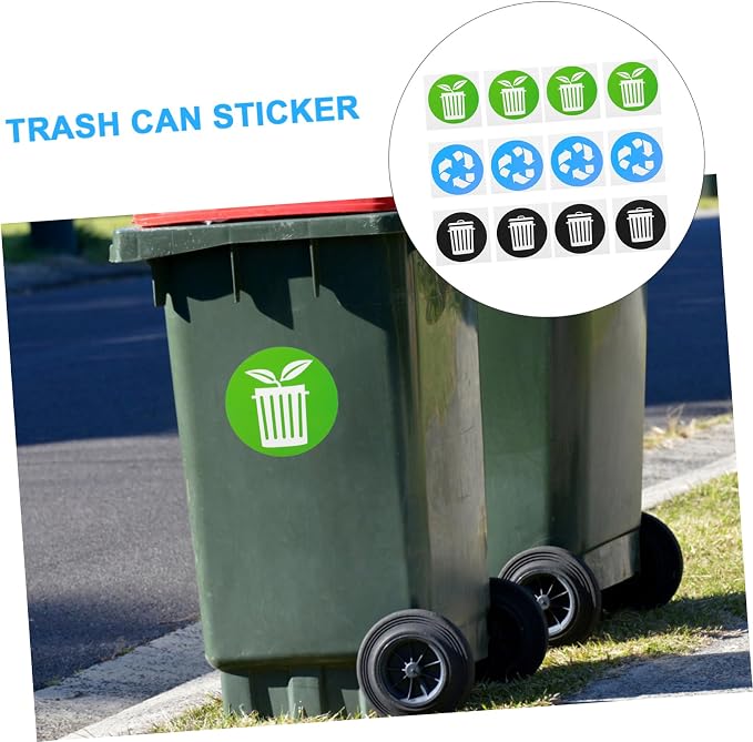 12pcs Waste Sorting Stickers Trash Can Recycling Decals Self-Adhesive Labels - Image 3