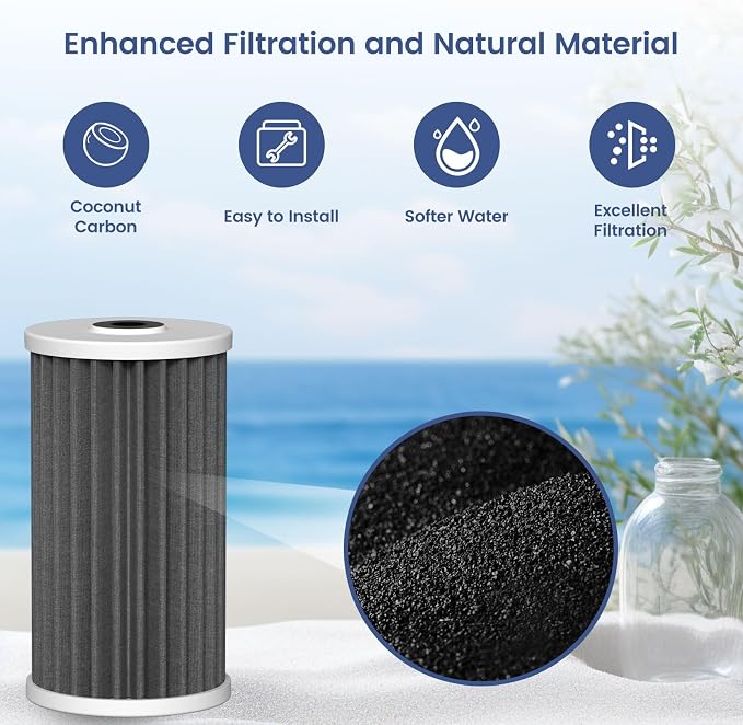 4.5"x10" 5 Micron Carbon Sediment Water Filter Replacement Cartridge Compatible - Image 2