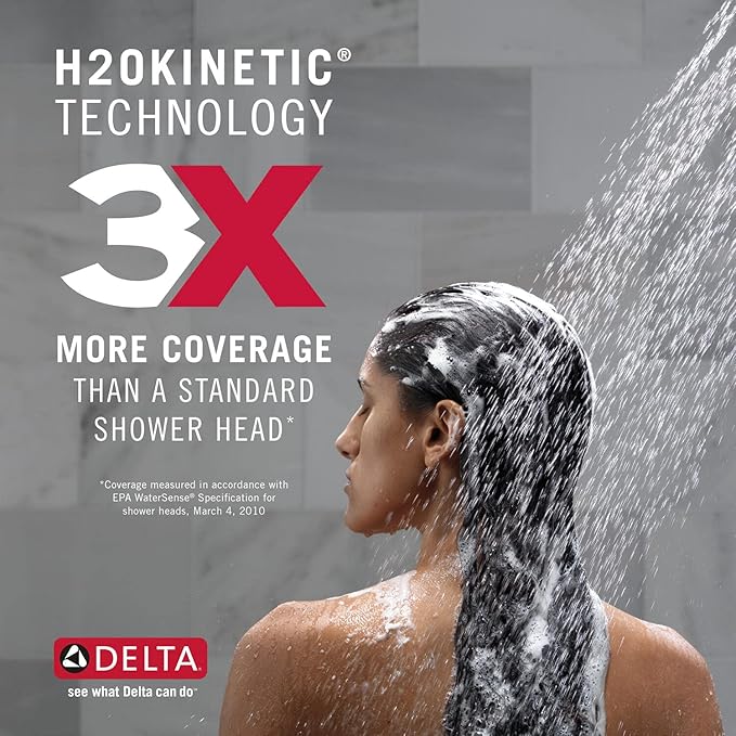 Delta Nicoli 14 Series H2Okinetic Bathtub and Shower Faucet Set, Brushed Gold Shower Head and Handle Set, Valve Trim Kit, Champagne Bronze 144749-CZ (Valve Included)
