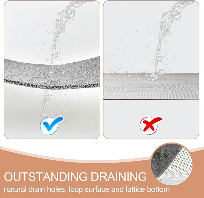 Joyhalo Bathtub Mat Non Slip, Bath Mat for Tub, Shower Mats for Inside Shower, 17x30 Inch, PVC Loofah Bathroom Mats for Wet Areas, Quick Drying, Grey