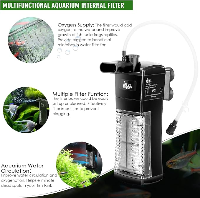 AQQA Aquarium Internal Filter, Submersible Power Filter in-Tank - Image 4