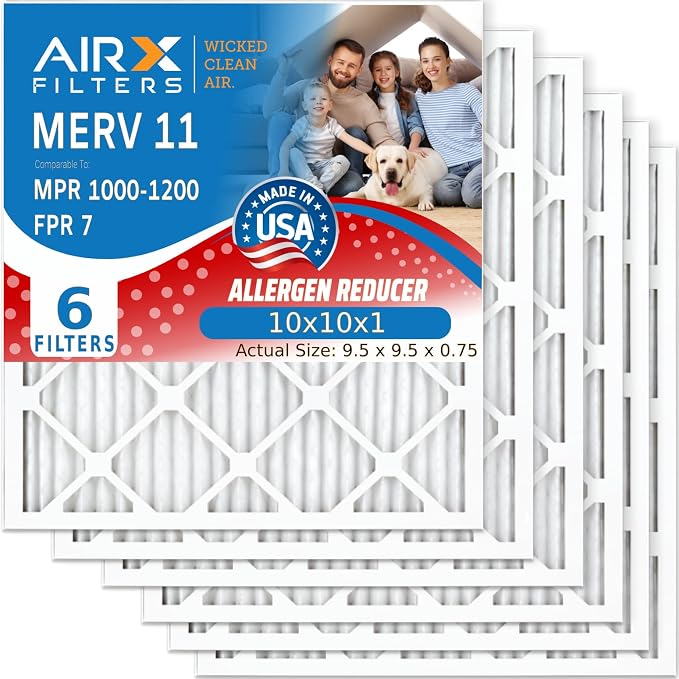 AIRX FILTERS WICKED CLEAN AIR. 10x10x1 Air Filter MERV 11 Electrostatic Pleated by AIRXFILTERSWICKEDCLEANAIR