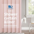 2-in-1 Waterproof Fabric Shower Curtain or Liner,Linen Textured,Breathable TPU & Washable Bathroom Shower Curtain Set with 12 Plastic Hooks,Modern,72"x72" Blush