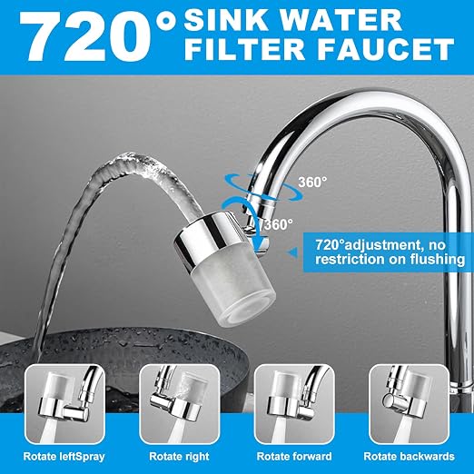 Sink Water Filter Faucet, 720 ° Rotating Kitchen Faucet Water Purifier - Image 4
