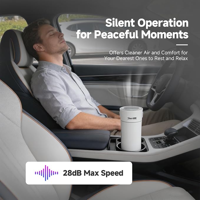 Home & Car HEPA Air Purifier USB-C Charging, Ultra-Quiet 22dB, Compact Design - Image 5