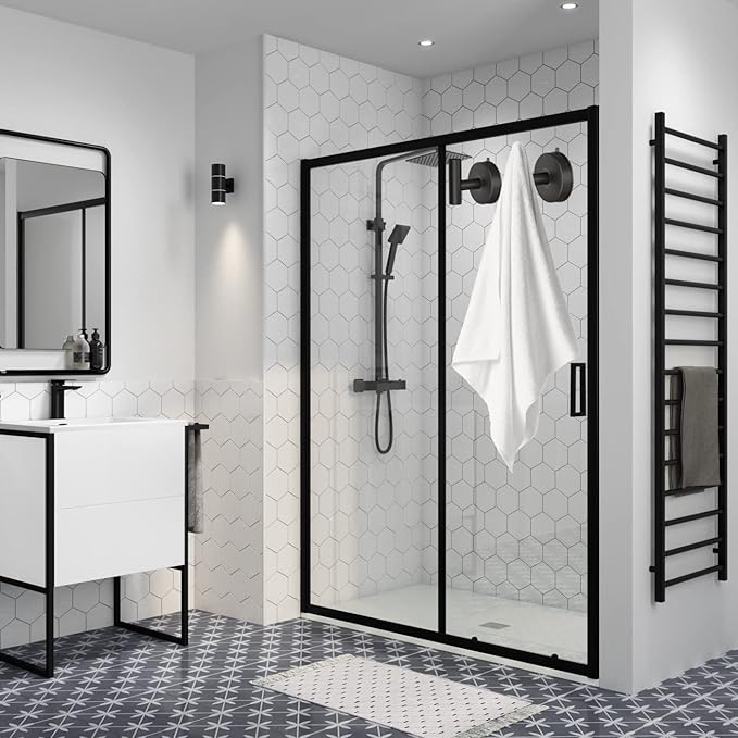 DGYB Large Suction Cup Hooks for Shower Set of 2 Black Towel Hooks for Bathrooms Stainless Steel Suction Hooks for Inside Shower 15 Lb Removable Wall Hook for Hanging Heavy Duty