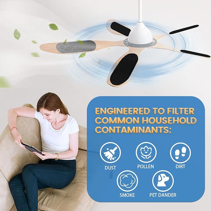 Ceiling Fan Filters for Blades, Activated Coconut Carbon Fan Filter for Ceiling - Image 5