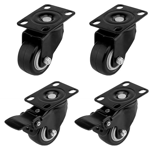 4 PCS 1.5 inch Heavy Duty Caster Wheels Polyurethane PU Rubber Swivel Casters by MetalTools
