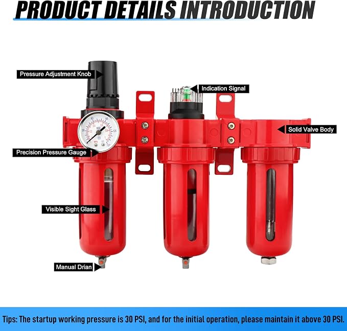 1/2" NPT 3 Stage Aluminium Air Drying System, Coalescing Filter, Particulate - Image 4