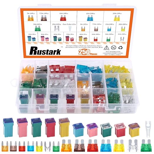 250pcs US Grade Automotive Fuses Assortment Kit Standard & Mini Car Blade Fuses by Rustark