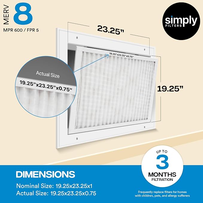 Simply 24x25x1 Air Filter, Merv 8, 6 Pack, - Image 3