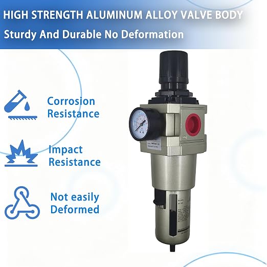 HengMinLingTong 1”NPT Compressed Air Filter Regulator Piggyback Combo, auto - Image 6