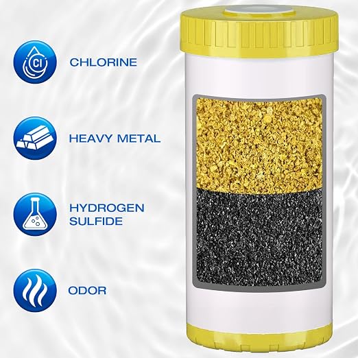 H&G Lifestyles 10" x 4.5" Whole House KDF and Carbon Water Filter, Compatible - Image 2