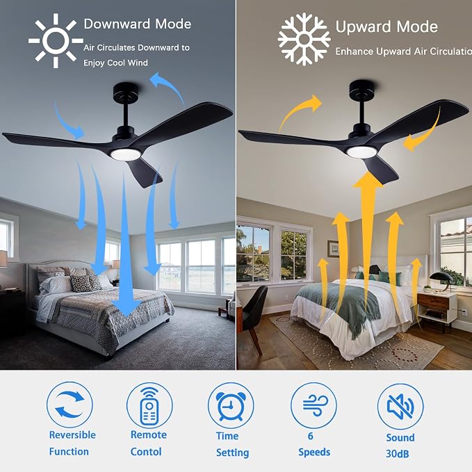 QUTWOB 52" Wood Ceiling Fan - Image 4