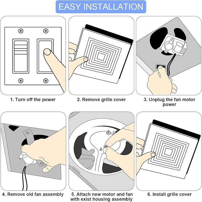 Frienda Universal Bathroom Vent Fan Motor Replacement Electric Motors Kit - Image 6