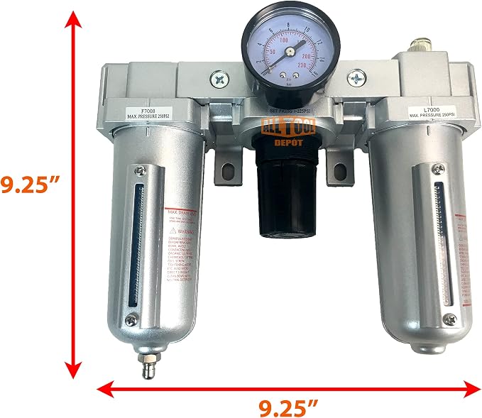 3/4" NPT HEAVY DUTY Compressed Air In Line Filter Regulator Lubricator Oiler - Image 2