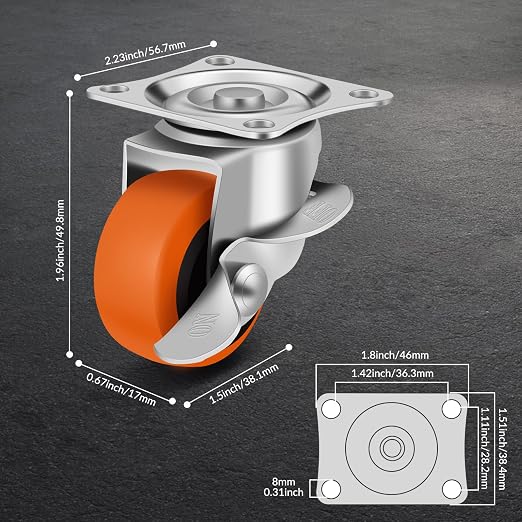 Caster Wheels, 1.5 Inch Casters Set of 16, Heavy Duty Caster - Image 2