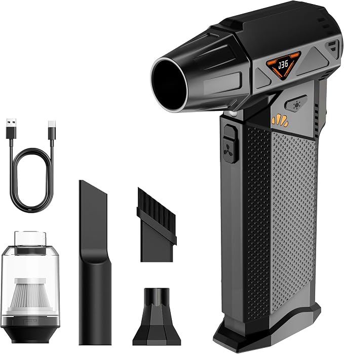 Compressed Air Duster, 2-in-1 Cordless Electric Air Duster & Mini Vacuum by Outdoorner