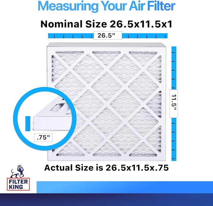 Filter King 26.5x11.5x1 Air Filter | 4-PACK | MERV 8 HVAC Pleated A/C Furnace - Image 2