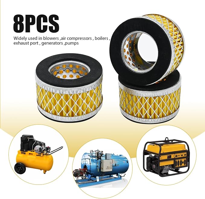8 Pcs Air Compressor Filter Intake Paper Filter Elements 2.6 x 1.6 Inches - Image 4