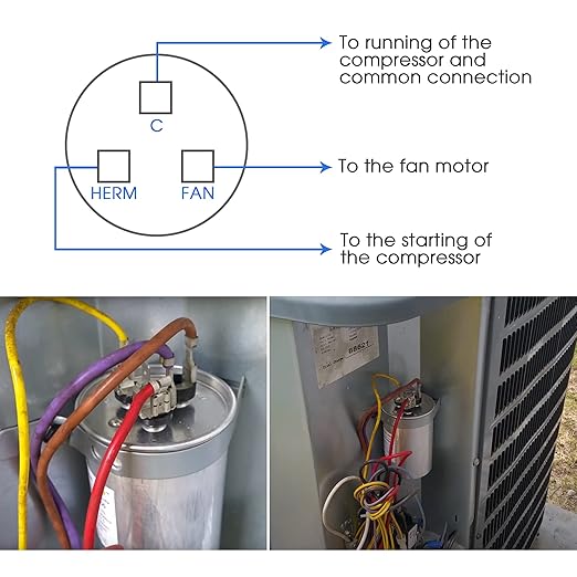45/7.5 MFD uF 370/440V CBB65 Dual Run Round Capacitor - Image 6