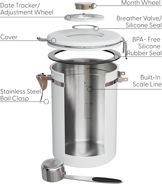 Veken Coffee Canister with Window, Airtight Stainless Steel Kitchen Food - Image 6