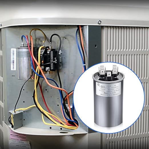 55/5 MFD uF 370/440V CBB65 Dual Run Round Capacitor - Image 7