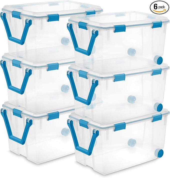 Sterilite 6-Pack Gasket Box, Weather-Resistant Storage Bins by Sterilite