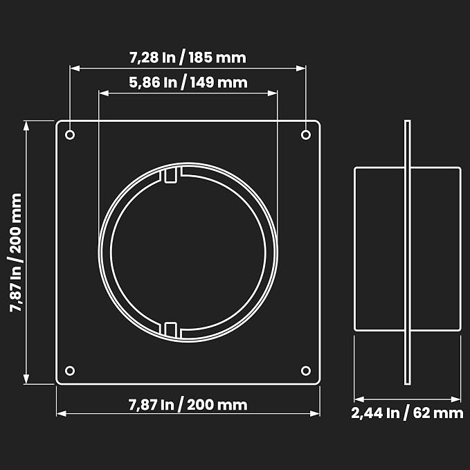 Repa Market 6 Inch Pack of 2 Duct Connector Flange – ABS Plastic Round Male Fit - Image 2