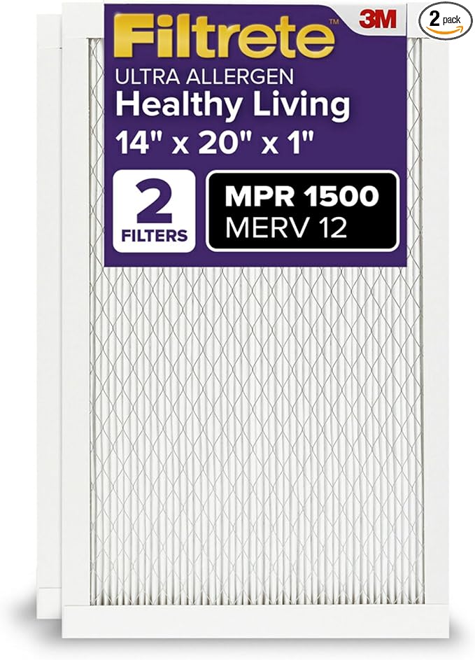 Filtrete 14x20x1 AC Furnace Air Filter, MERV 12, MPR 1500, CERTIFIED asthma & by Filtrete