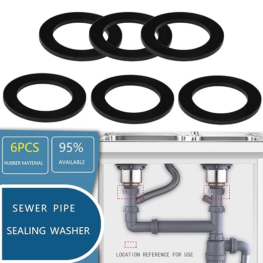 6PCS Sealing Ring for Kitchen Sink Filter, Flat Rubber Gasket for Drain Pipe - Image 3