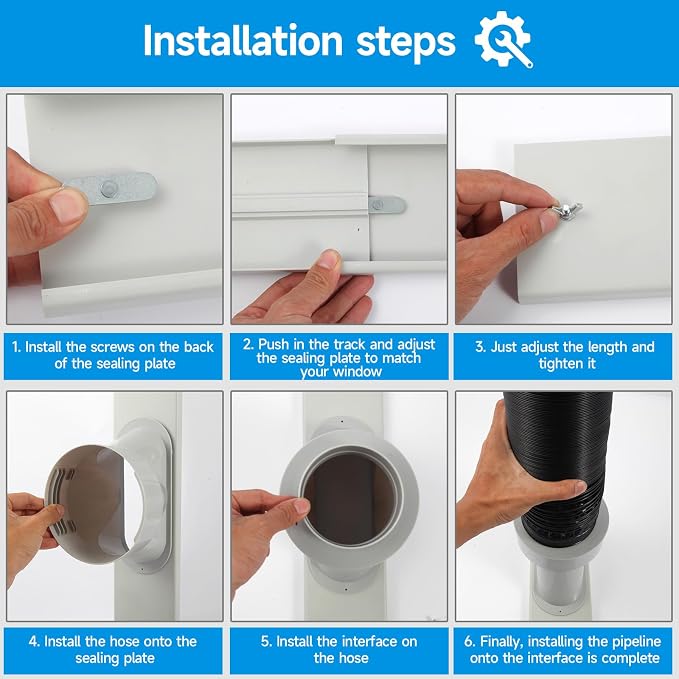 Window Vent Kit with 59" Length Hose, Adjustable Window Seal with 4 Inch - Image 4