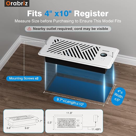 Smart AC Vent Booster Fan 4" x 10" Register - Image 3