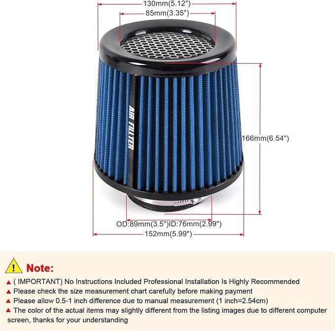 Universal 3 Inch 76mm Air Intake Filter Replacement Cone Air Filters Quality - Image 4
