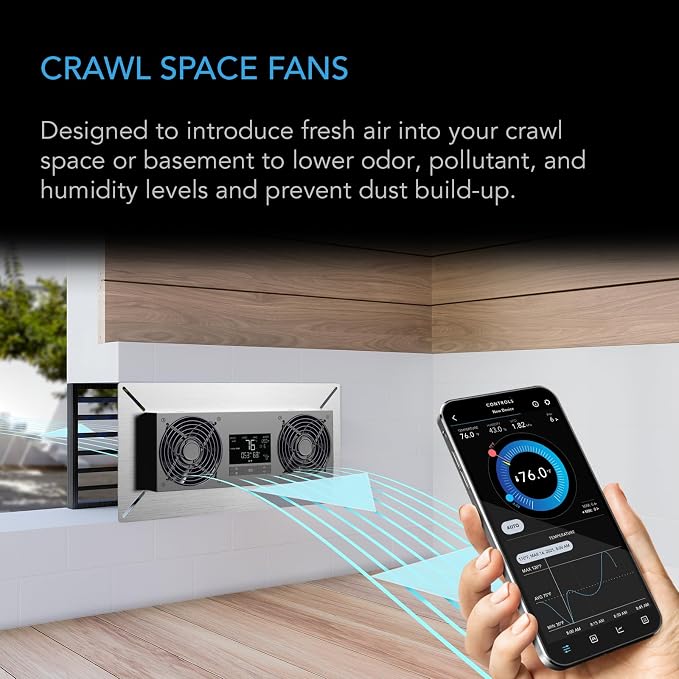 AC Infinity AIRTITAN T8-N, Crawlspace Basement Ventilator Fan, WiFi - Image 2