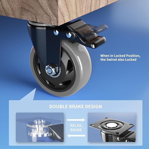 3 Inch Casters Set of 4 Heavy Duty, Caster Wheels - Image 3