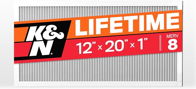 K&N 12X20X1 HVAC Furnace Air Filter, Lasts a Lifetime, Merv 8, the Last HVAC by KNEngineeringInc